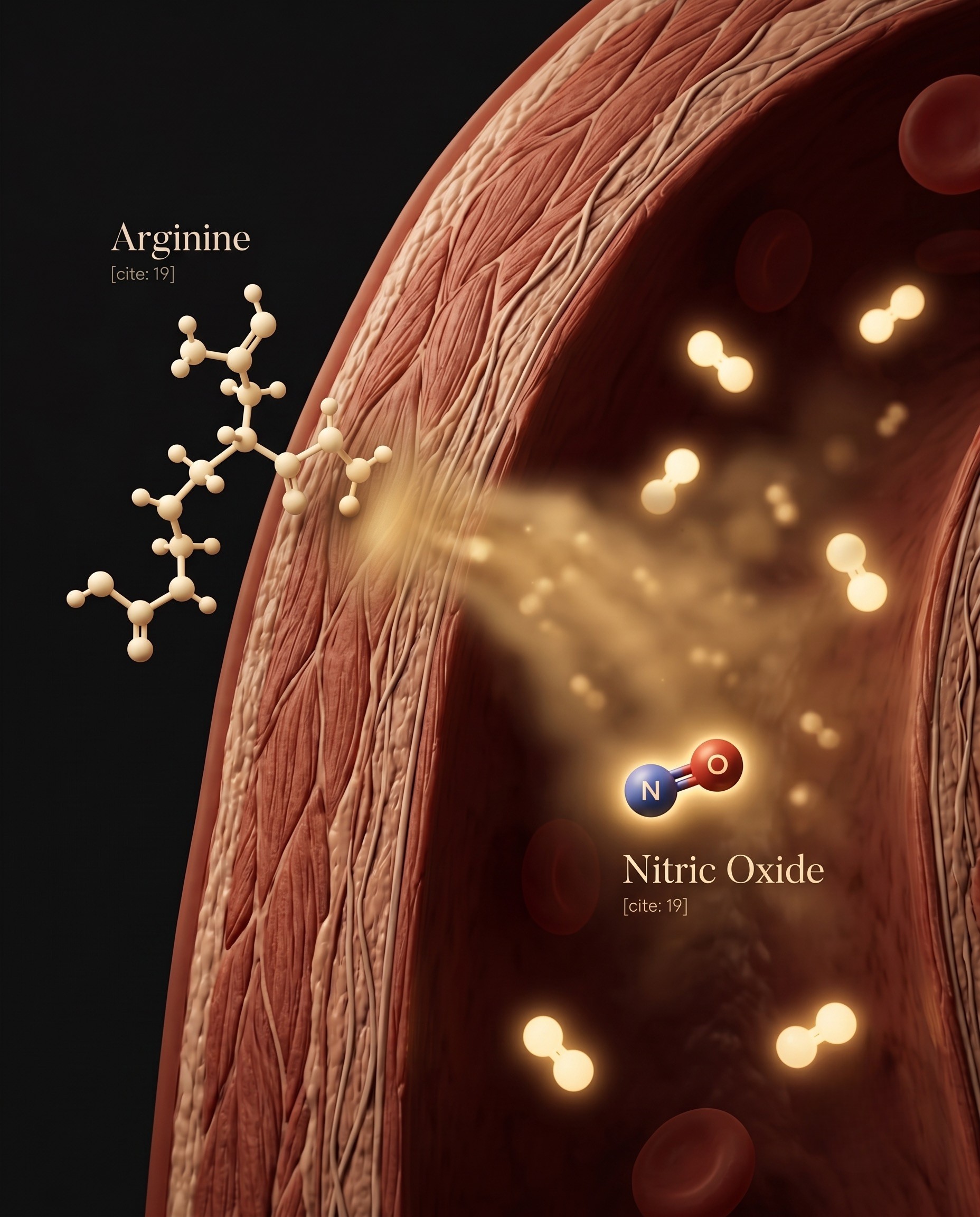 Arginine converting to Nitric Oxide in the vessel wall