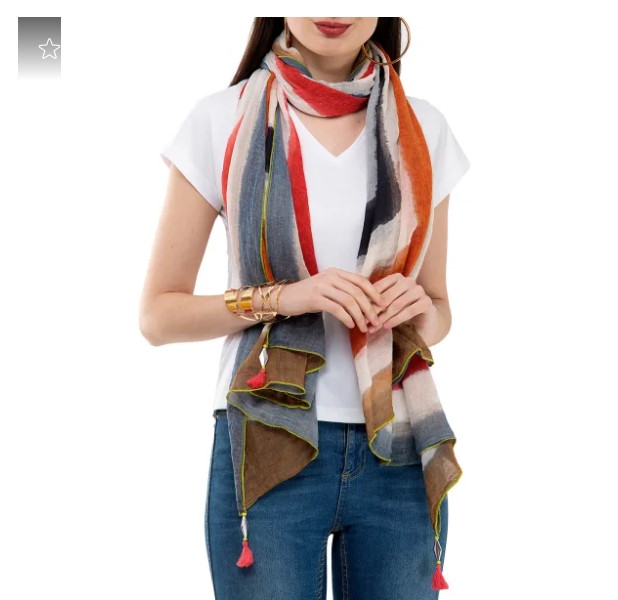 Multi-coloured Scarf with Tassels